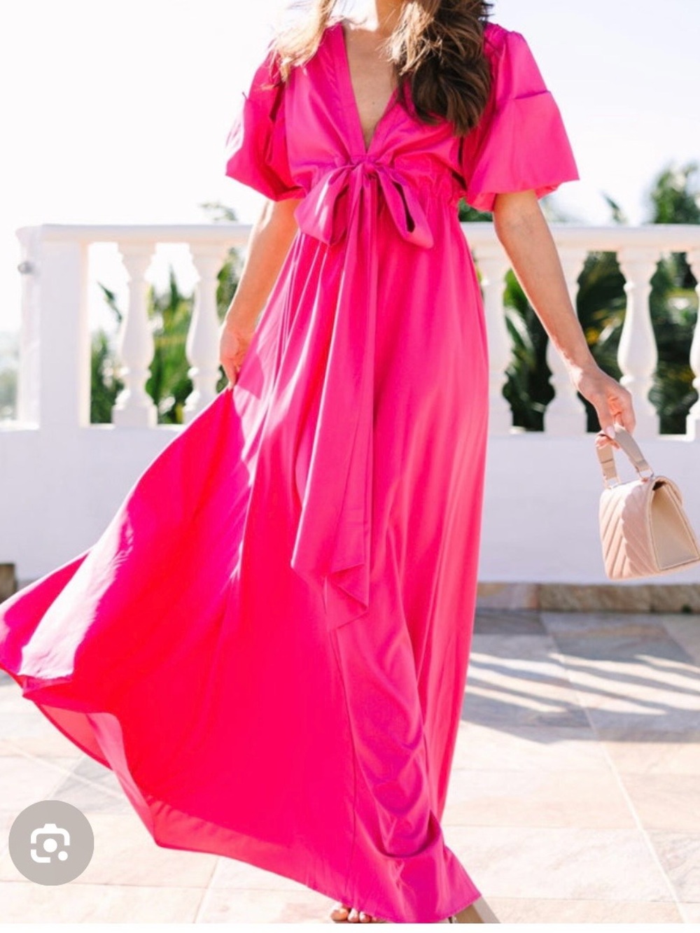 Hot Pink Tie-Front Maxi Dress-Shop the Mint